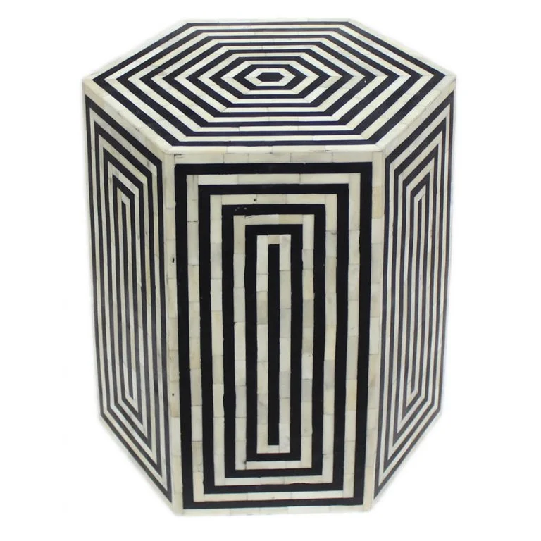 Kathy Bone Inlay Black Stool