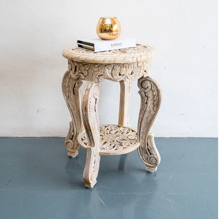 Riva_Wooden hand carved Stool_End Table_Accent Table
– Celson PTE Ltd