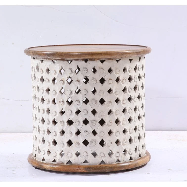 Greta Solid Mango Wood Hand Carved Jali Table– Celson PTE Ltd