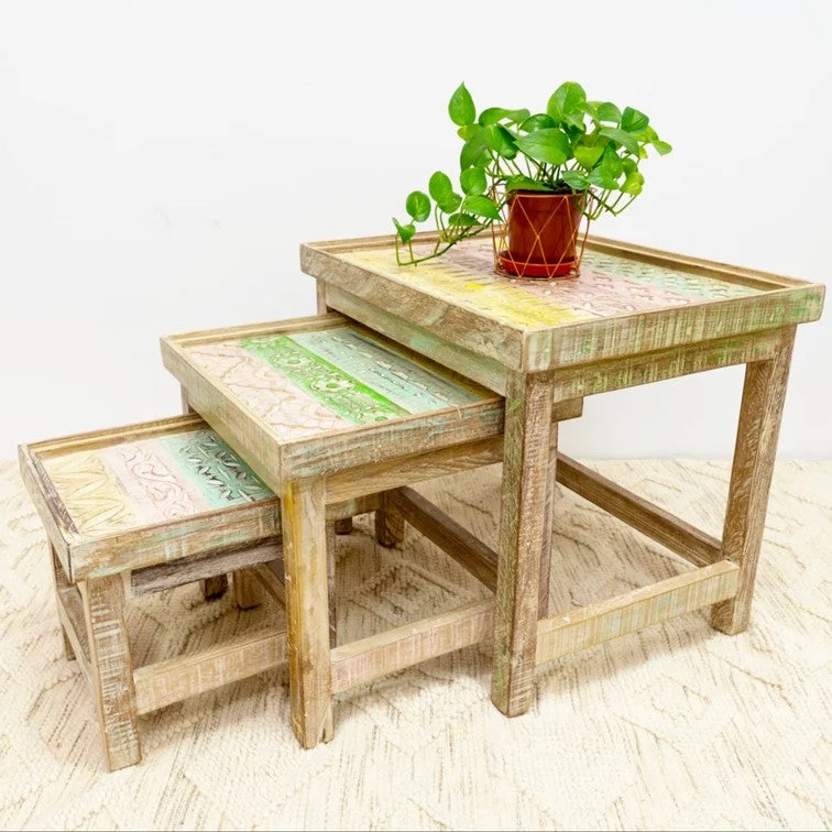 Lyric_Solid Indian Wood Hand Painted Nesting Table Set of 3
– Celson PTE Ltd