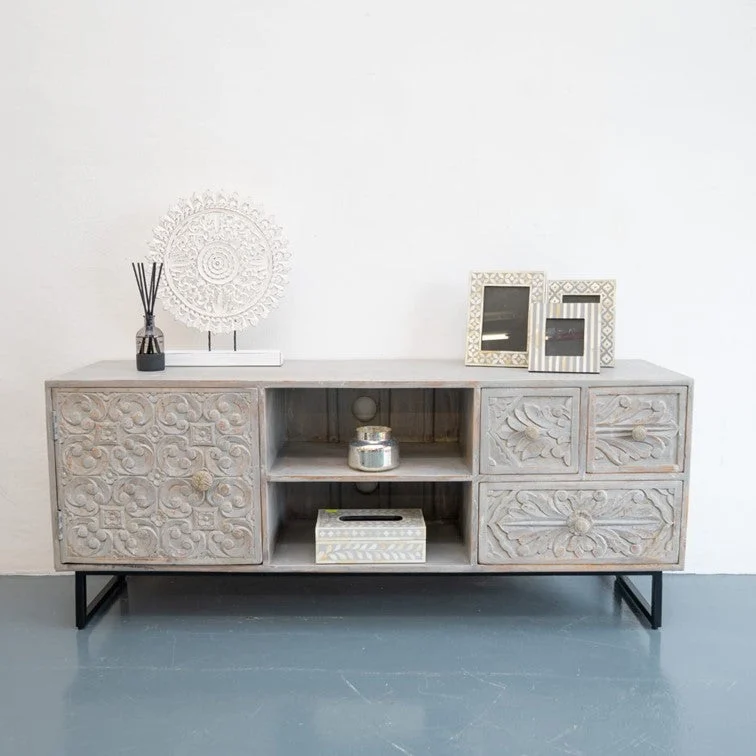 Cora Hand Carved TV Console Table_Media Cabinet_TV Cabinet– Celson PTE Ltd