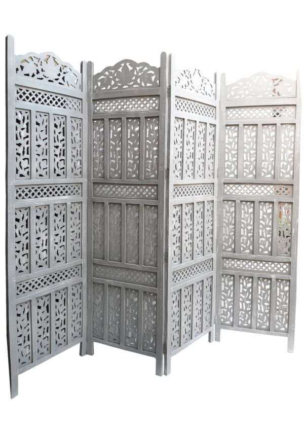 Lois_ Wooden Carved Screen 4 Panel_Room Divider_Grey Finish
– Celson PTE Ltd 5