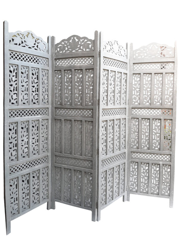 Lois_ Wooden Carved Screen 4 Panel_Room Divider_Grey Finish
– Celson PTE Ltd 6