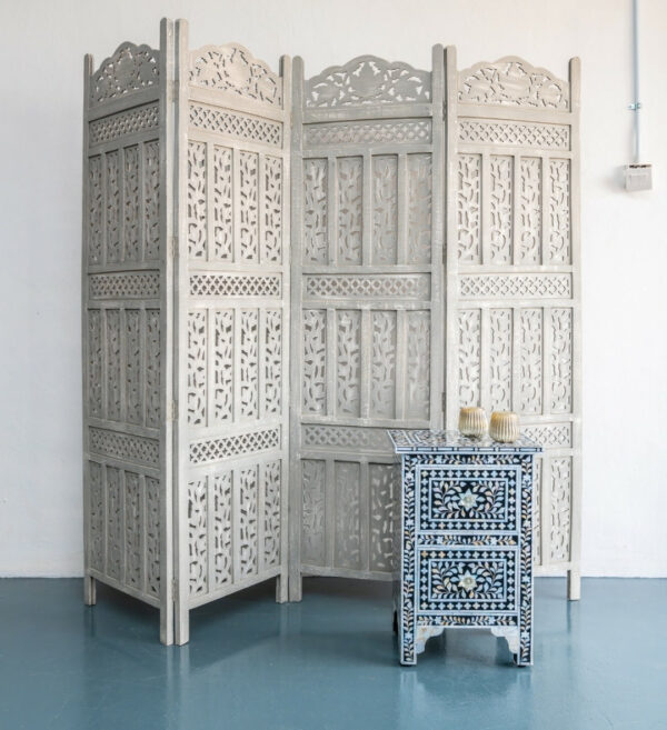 Lois_ Wooden Carved Screen 4 Panel_Room Divider_Grey Finish
– Celson PTE Ltd 4