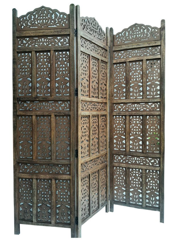 Arkin_Wooden Carved Screen 3 Panel_Room Divider_Brown Finish
– Celson PTE Ltd 3