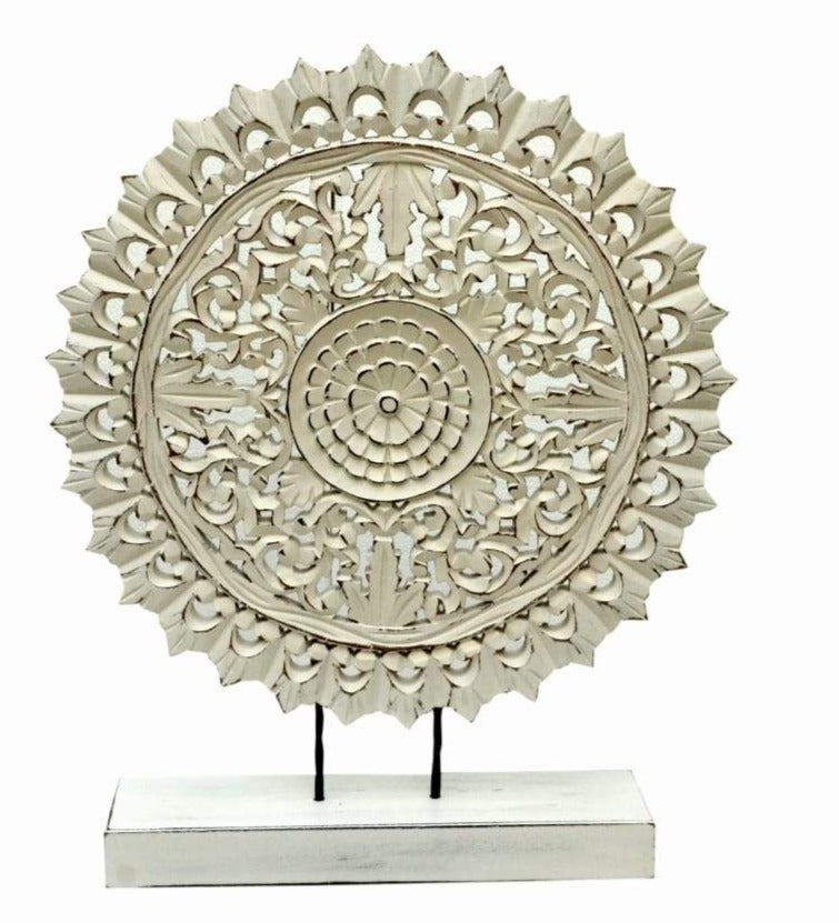 Biba_Hand Carved Panel_Table Decor_White Washed Finish