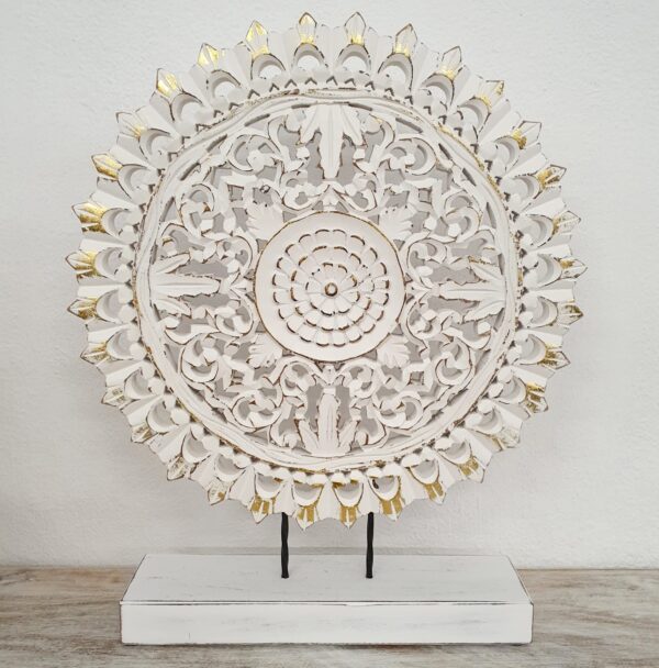 Ariana_Hand Carved Mandala_Round Wall Panel_Table Decor_White with Gol
– Celson PTE Ltd 2