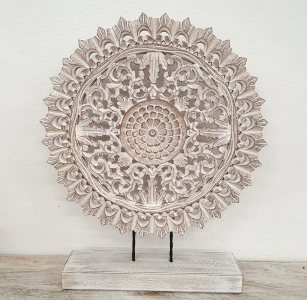 Burson_Hand Carved Mandala_Round Panel _Table Decor_ Distressed Finish
– Celson PTE Ltd 3