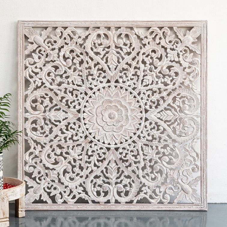 Fink_Wooden Carved Square Wall Panel_Distressed Finish