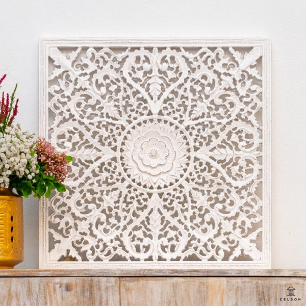 Fink_Wooden Carved Square Wall Panel_60 x 60 cm_White Washed Finish
– Celson PTE Ltd 3