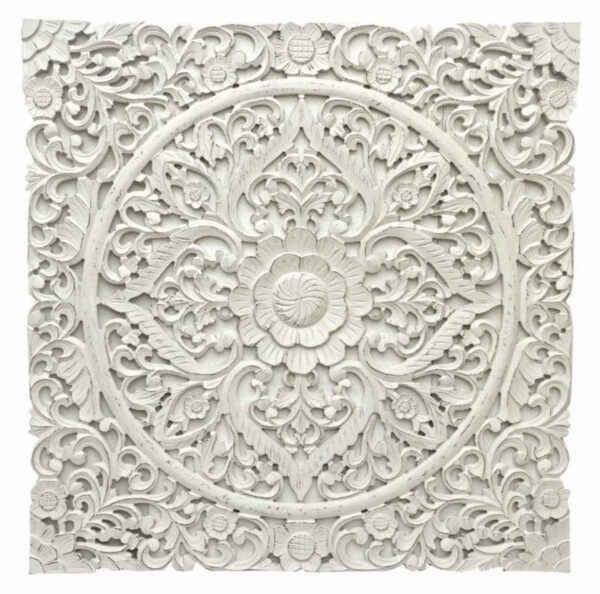 Kate _Wooden Carved Square Wall Panel_90 x 90 cm_White Washed
– Celson PTE Ltd 2