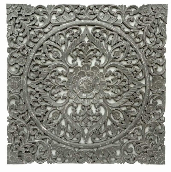 Alice_Wooden Carved Square Wall Panel_90 x 90 cm_Grey Finish
– Celson PTE Ltd 3