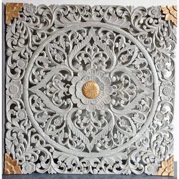 Emily_Square Carved Wooden Wall Panel in Grey_Wall Decor
– Celson PTE Ltd 2