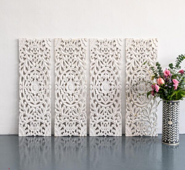 Damian_Wooden Carved Wall Panel_92 x 30 cm_White with Gold
– Celson PTE Ltd 1