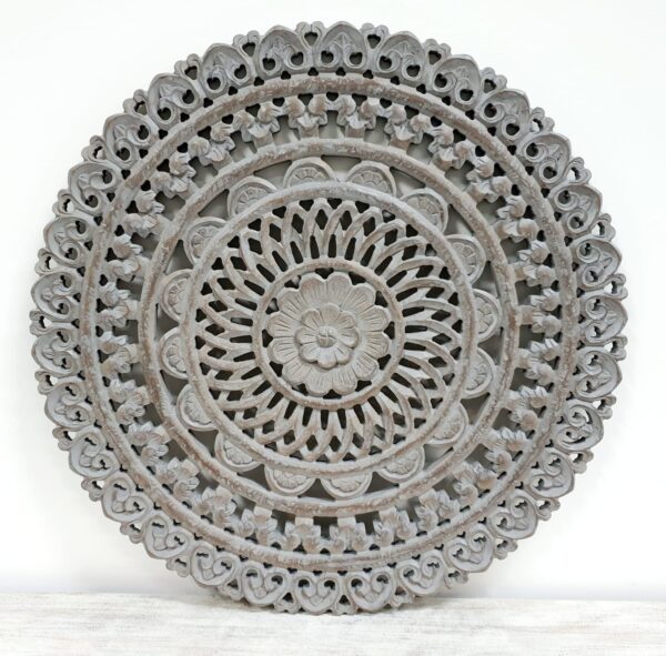 Gustaf_Round Carved Wooden Wall Panel in Grey_Wall Decor
– Celson PTE Ltd 1