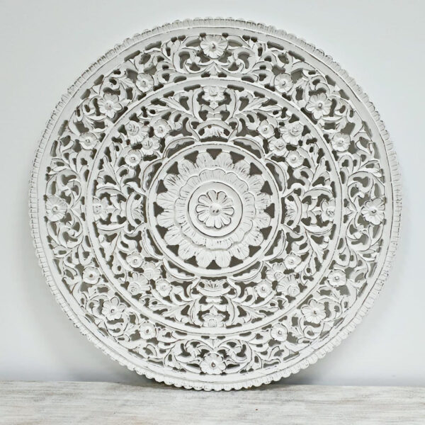 Hirst_Round Carved Wooden Wall Panel in White_Wall Decor
– Celson PTE Ltd