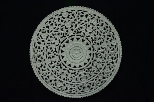 Hirst_Round Carved Wooden Wall Panel in White_Wall Decor
– Celson PTE Ltd 2