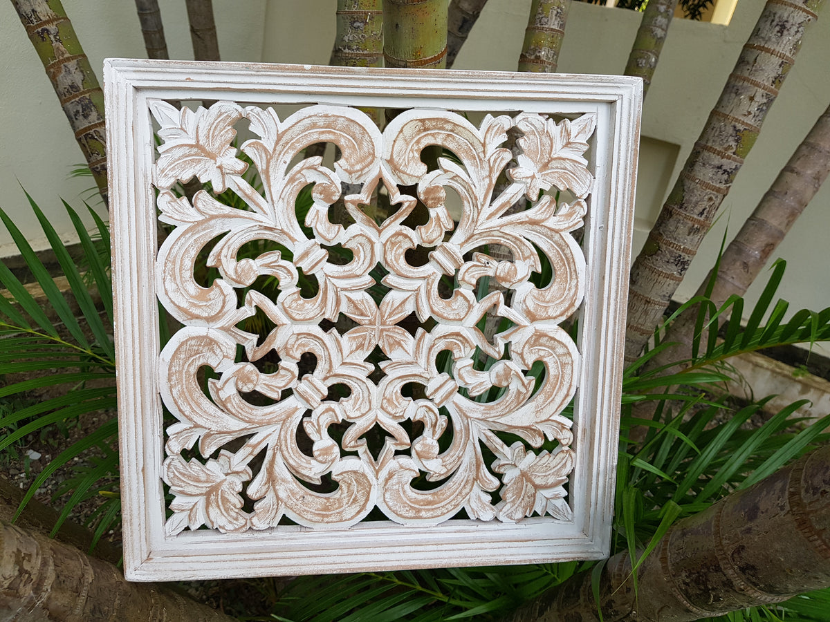 Janet White Wooden Carving Wall Panel