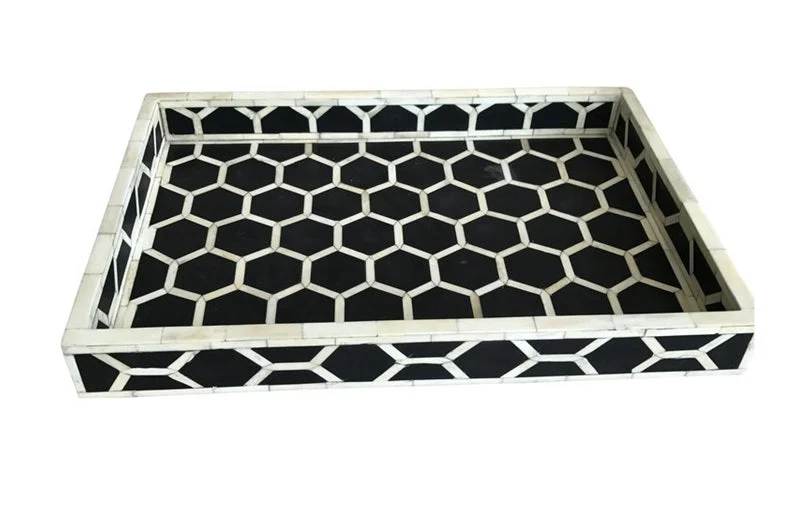 Rachelle Bone Inlay Tray Honeycomb Pattern Tray _45 x 35 cm
– Celson PTE Ltd