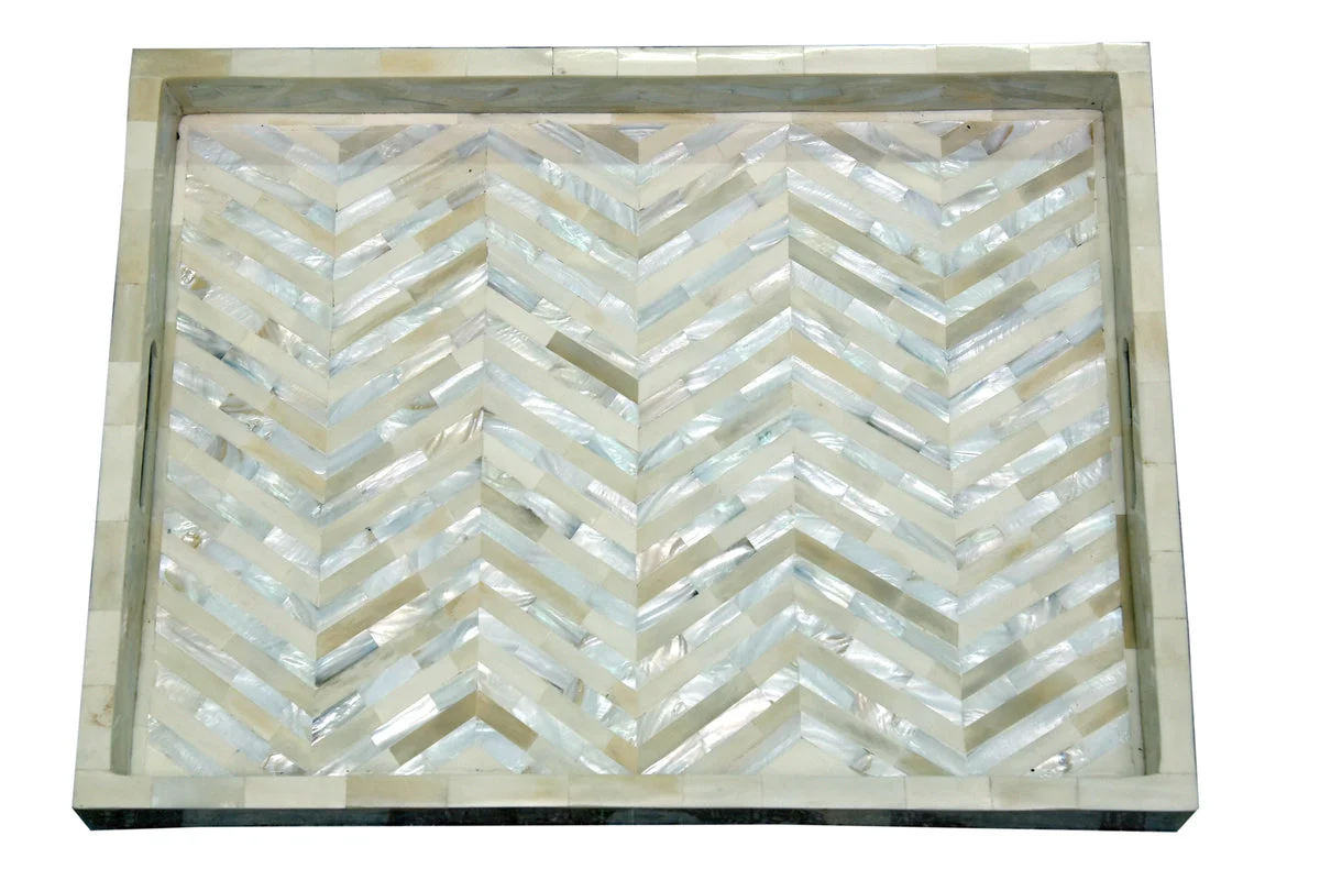 Ivory Serving Tray Chevron Pattern Tray _51 x 38 cm
– Celson PTE Ltd