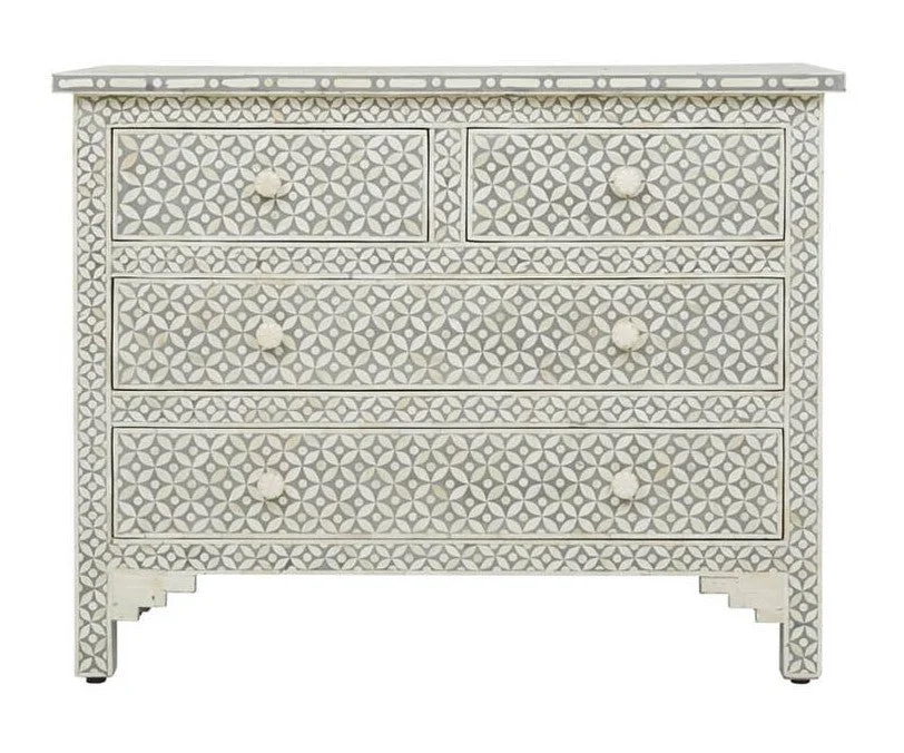 Zelda Bone Inlay Chest of Drawer with 4 Drawers_ 104 cm Length
– Celson PTE Ltd