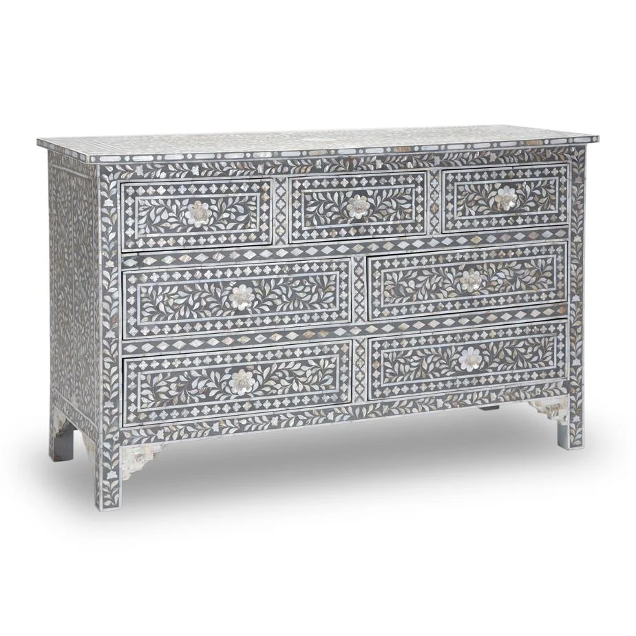 Gabrielle Mother of Pearl Inlay Chest of Drawer with 7 Drawers_ 150 cm
– Celson PTE Ltd